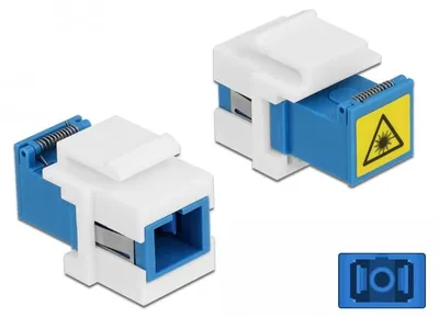 Produktbild von DeLOCK Keystone Modul SC Simplex Buchse zu SC Simplex Buchse mit Laserschutzklappe innen, Flach, Blau, Weiß, SC, SC, Weiblich, Weiblich