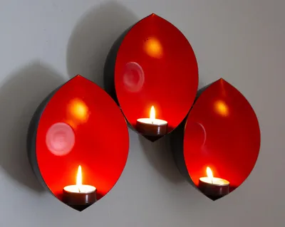 Produktbild von Wandkerzenhalter, Wandteelicht - Rot, Metall, 28*29*7,5 cm, Teelichthalter & Kerzenhalter