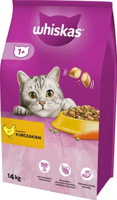 Produktbild von Whiskas Hühnertrockenfutter für ausgewachsene Katzen, 14 kg