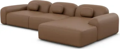 Produktbild von Echtleder L-Form Sofa Nuvia Braun Rechts