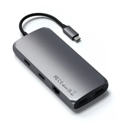 Produktbild von Satechi ST-UCMXAM, USB 3.2 Gen 1 (3.1 Gen 1) Type-C, 100 W, 1000 Mbit/s, Grau, MicroSD (TransFlash), SD, 60 Hz