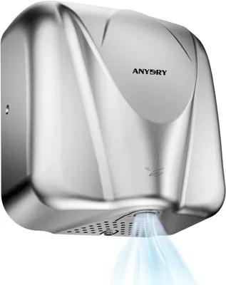 Produktbild von anydry 2812 Gewerbe Händetrockner, elektrischer Sensor, Edelstahl-Finish, 1600W, schnelle Trocknung in 7-10 Sekunden, elegantes Design für kommerzie