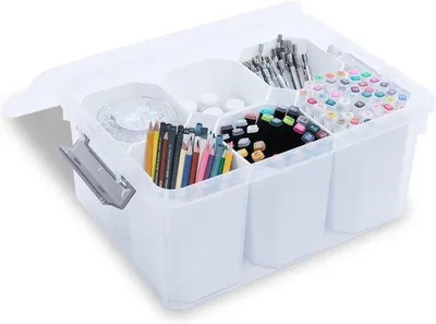 Produktbild von Famanu Aufbewahrungsbox 16 Liter - mit 6 x 1,6 l Fächern, verstärkt, mit Deckel