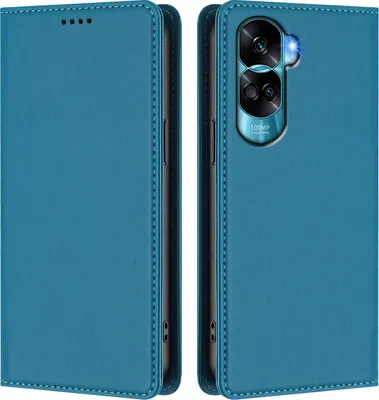 Image de Etui en cuir pour Honor 90 Lite, étui magnétique en cuirPolyuréthaneavec support Lake blue
