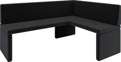 A black sectional bench with a white background.