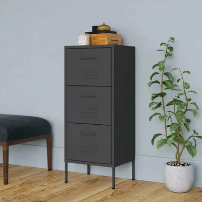 Image de Armoire à dossiers "Hördt" en acier anthracite. Dimensions (L/L/H) 42x35x101 cm