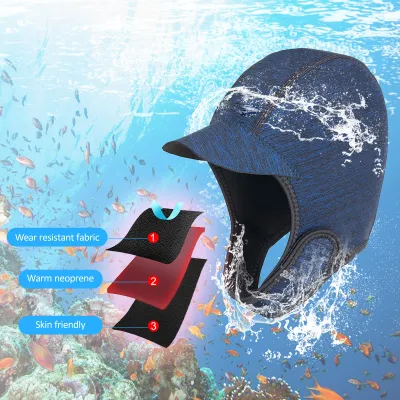 Zdjęcie produktu dla Neoprenowy czepek do nurkowania, termiczny czepek do snorkelingu, ciepłe nakrycie głowy do surfingu, czepek pływacki do pływania, kajakarstwa, żeglarstwa, kajakarstwa, sportów wodnych i nie tylko