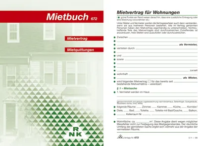 Produktbild von RNK Mietvertragsheft 17x12cm 32Bl mit Hausordnung u.Mietquittungen