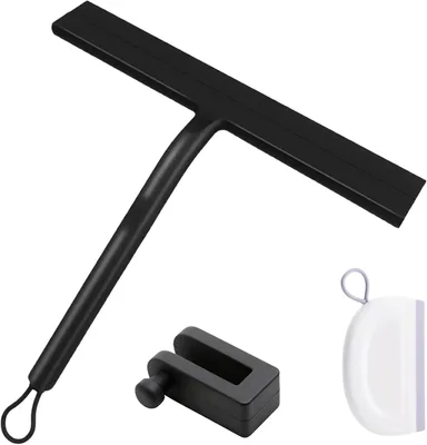 Produktbild von Duschabzieher schwarz, Silikon, mit Halter, für Badezimmer