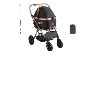 Produktbild von Haustier-Kinderwagen, faltbares Design, Aufbewahrungskorb, Schwarz
