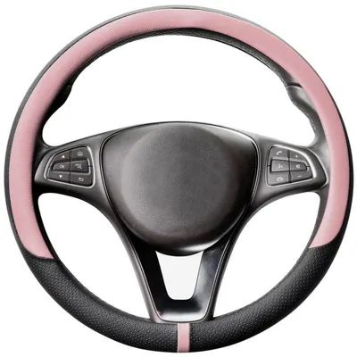 Obrázek produktu pro Potah na volant, univerzální, mikrovlákno, Imitace kůže, černá/růžová, kulatý, vhodný pro volanty o průměru 37-38 cm
