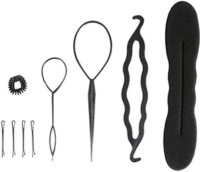 Produktbild von Haarbrötchenhersteller, Magic Braiding Tool, 4/9 -Stück -Styling -Accessoires, Pferdeschwanz durch Topsy Tail Tool Frauen Mädchen (Pack 9)
