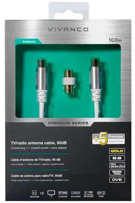 Produktbild von Prémiový anténny kábel 10 m 90 dB pozlátený