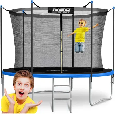 Image de Trampoline de jardin 312 cm avec filet de sécurité intérieur et échelle Neo-Sport