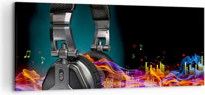 Produktbild von Bild auf Leinwand - Leinwandbild - Feuer Audio Kopfhörer - 120x50cm - Wand Bild - Wanddeko - Leinwanddruck - Bilder - Kunstdruck - Wanddekoration - Leinwand bilder - Wandkunst - AB120x50-2653