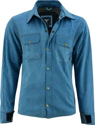 Produktbild von BULLDT Herren Motorradhemd Jeansjacke Jeanshemd Motorradjacke Futter aus Aramid-Polyamid-Fasern mit Protektoren, Größe:52/L, Farbe:Himmelblau