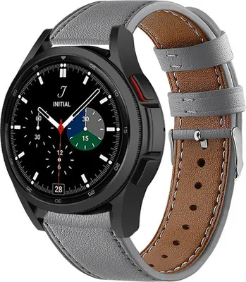 Produktbild von Strap-it Samsung Galaxy Watch 4 Classic 42mm Lederarmband (Grau)