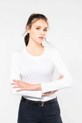 Produktbild von Kariban Premium Supima® Damen-T-Shirt mit Rundhalsausschnitt und langen Ärmeln