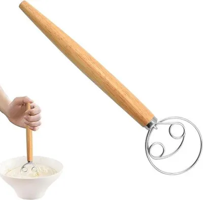 Immagine prodotto di Robot da cucina con lame in acciaio inossidabile e manico in legno per preparare il pane e le torte