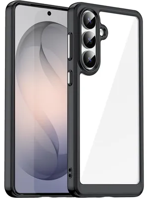 Image de Coque pour Samsung Galaxy S26+, dos transparent, coque de protection en silicone TPU résistante aux chocs, noire