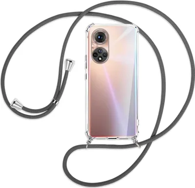 Produktbild von Handykette Backcover-Schutzhülle mit Band (Metall silberfarben) für Honor 50 (NTH-AN00) - dunkelgrau