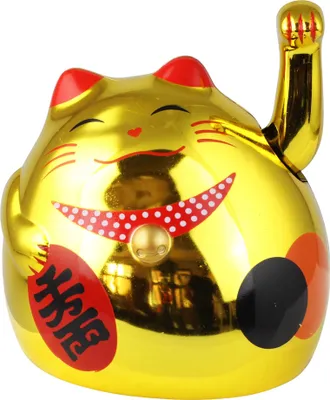 Produktbild von Glückskatze - Maneki-neko - rundliche Winkekatze 8 cm - gold