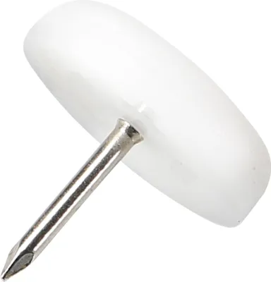 Image de Adsamm® | 32 x patins en plastique avec clou | Ø 22 mm | Blanc | rond | Patins de meubles avec goupille de qualité supérieure de Adsamm