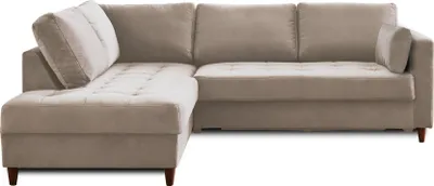 Image de Lisa Design Anna - canapé d'angle gauche - 5 places - convertible - en velours , Beige