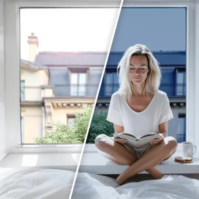 Produktbild von DIMEXACT - DIMEXACT Sonnen-/Wärmeschutzfolie für Fenster und Glasscheiben, Innenmontage für Flächen unter 1,2 m2, Blau - 68 % Reduzierung der Sonneneinstrahlung, Breite bis zu 1,52 m, Rolle -152 cm x 10 m - en Rouleau