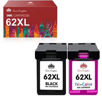 Produktbild von 2er Wiederaufbereitete Tintenpatronen für HP 62 62XL Envy 5540 5544 5640 5542 7640 5546 7645 OfficeJet 250 5740 5742 200 258 Printer