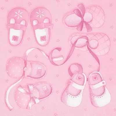 Produktbild von Servietten Papier 33x33cm 3-lagig Babyschuhe Motiv 20 Stück Rosa