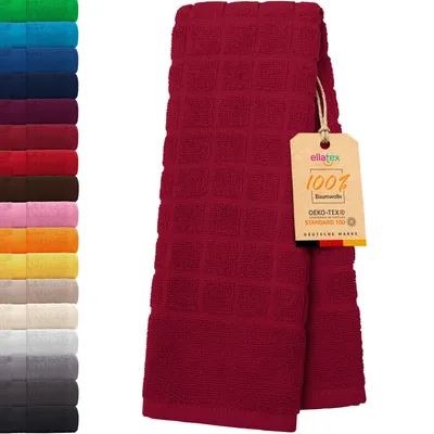 Produktbild von EllaTex PARIS Duschvorleger 50x70 cm – 100% Baumwolle, 700 g/m², flauschige Badematte, in Farbe: Weinrot