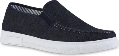 Produktbild von VAN HILL Herren Klassische Slippers Denim Slip Ons Freizeit Stoff Schuhe 841621, Farbe: Dunkelblau, Größe: 44