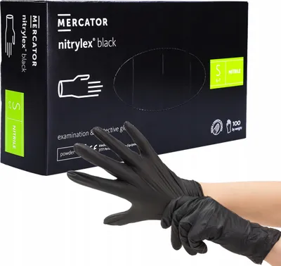 Produktbild von Mercator Medical Nitrylex Einmalhandschuhe, schwarz, Nitril, EN 374, EN 455, 100 Stück