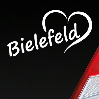 Produktbild von Auto Aufkleber Bielefeld Herz Stadt City Liebe Love Heart 16x8 cm Weiss Glanz Sticker Heckscheibenaufkleber