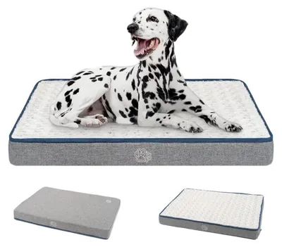 Image de Coussin pour chien, taille XL, 106x71x8 cm, gris, lavable, imperméable, orthopédique, réversible