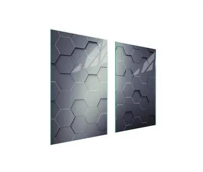 Image de Plaques de recouvrement pour cuisinière 2 pièces 75x52 Couverture de plaque vitrocéramique Verre Planche à découper Motif Gris
