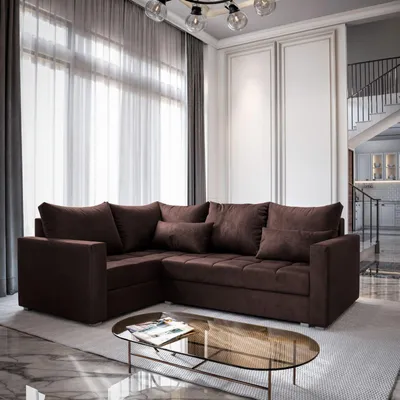 Produktbild von Masseno Ecksofa LIRENO L-S mit Schlaffunktion L-Form, Sofa mit Bettkasten, Wohnzimmersofa, Couch, Soffa, Bettsofa, Couchgarnitur- Braun, KRONOS 06