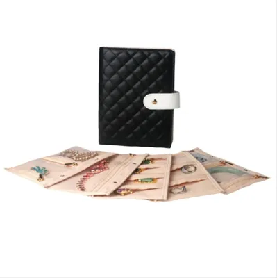 Produktbild von INF Tragbarer Schmuck Organizer Tasche - Faltbare Reise Schmuck Aufbewahrung Schwarz