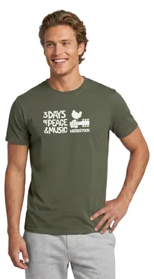 Produktbild von Spreadshirt Woodstock Logo Weiß 3 Days Of Peace & Music Männer T-Shirt, XL, Militärgrün