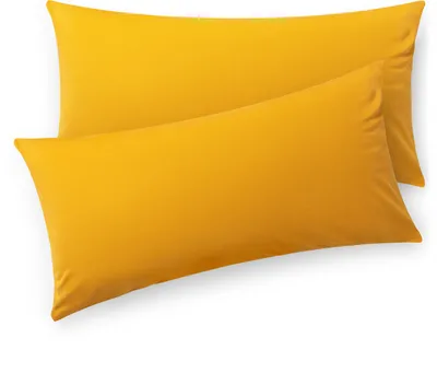 Produktbild von Blumtal Kissenbezug 40 x 80 cm (2er Set Kissenbezüge) - Gelb - 100% Baumwoll-Jersey mit Reißverschluss
