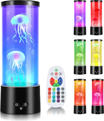 Image de Jopassy LED Méduse Veilleuse Lampe Lave Lampe de Table Chambre Créative RGB Artificielle