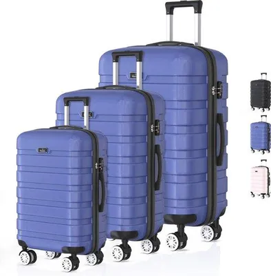 Immagine prodotto di Voyagoux® REVELATION - Set di valigie da viaggio - Valigie - 3 pezzi - Trolley - Blu - Chiusura TSA