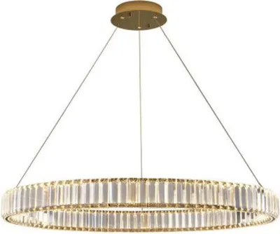 Zdjęcie produktu dla Bohemia Brass 80 AL - żyrandol kryształowy LED pierścień ring 80cm mosiądz złoty