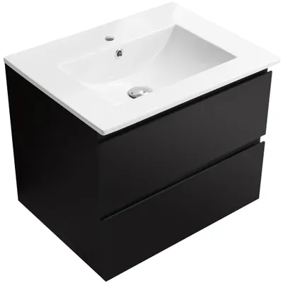 Imagen del producto de Mueble de baño Carole - negro mate + lavabo de cerámica Todo - blanco brillante - 71x50x46,5 cm