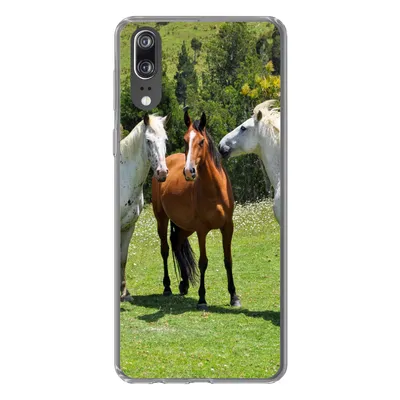 Produktbild von MuchoWow® Handyhülle Schutzhülle Hülle für Huawei P20 Pferde - Baum - Schatten Silikon Softcase Handy Hülle - Hardcover
