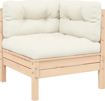 Image de vidaXL Canapé de jardin 2 places avec coussins en pin massif crème