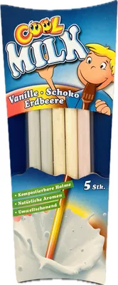 Produktbild von Cool Milk Trinkhalm Vanille Schoko Erdbeere Geschmack 5er 30g