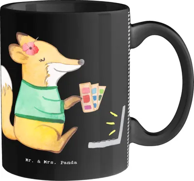 Produktbild von Mr. & Mrs. Panda Becher Grafikerin Herz - Schwarz - Geschenk, Designer, Mediengestalter, Kaffeebecher, Kreativ, Trinkbecher, keramik, Tasse, Teetasse