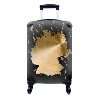 Produktbild von MuchoWow® Koffer Handgepäck Trolley Rollkoffer Kleine Reisekoffer mit 4 Rollen - Karte von Europa - Deutschland - Gold - Cabin Size < 55x40x23 cm & 55x40x20 cm - Fotokoffer - Kabinenkoffer - Boardgepäck - Reise-Box - Reisekoffer - Reisegepäck - Koffer mit Bild - Trolley für Kinder
